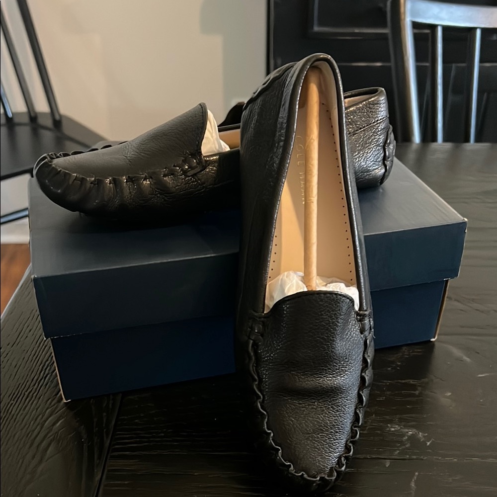Cole Haan Black Leather Moccasins Slip-On